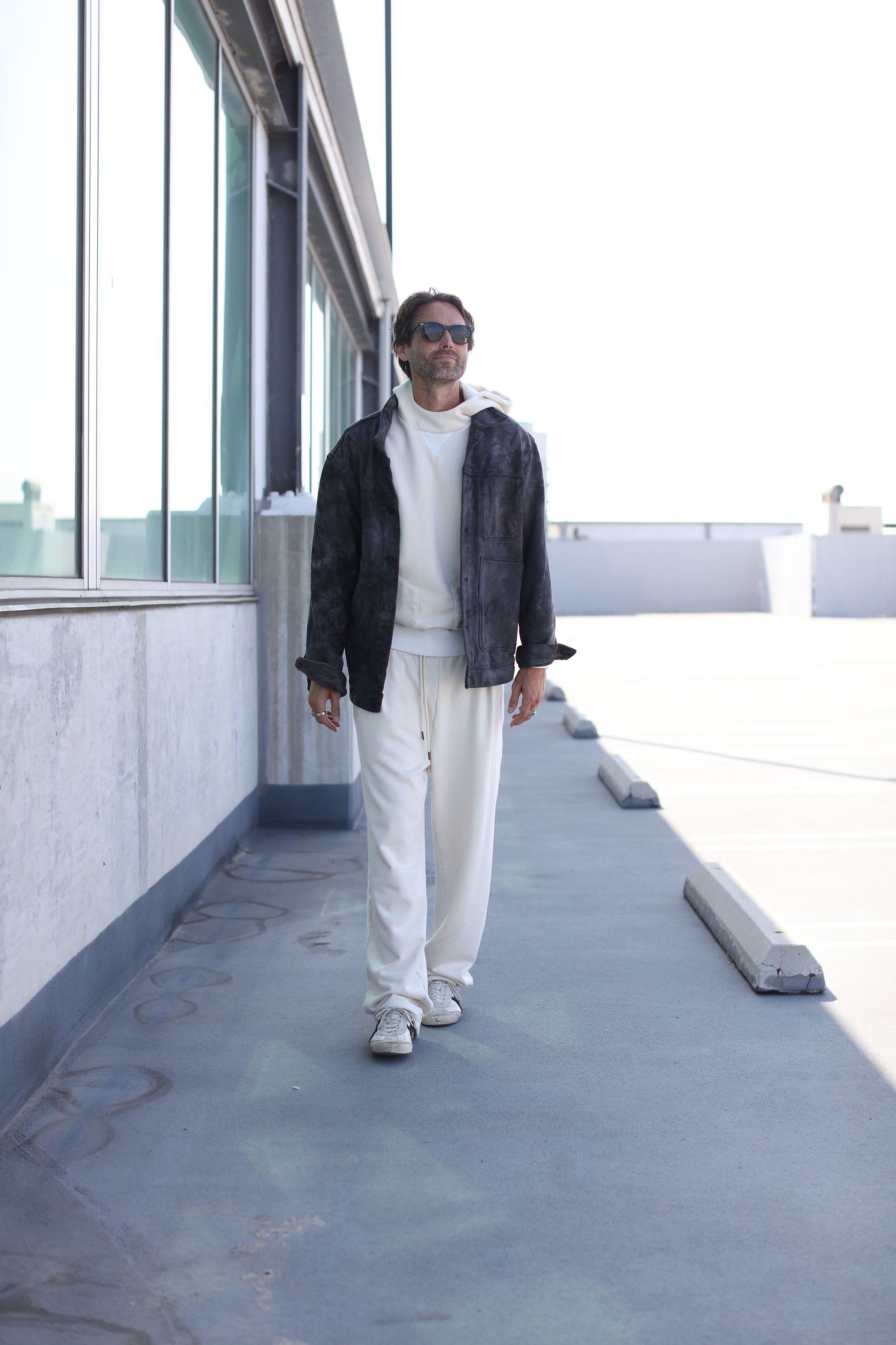 Ariel's double pleated front French terry sweat Pants Undyed Ecru