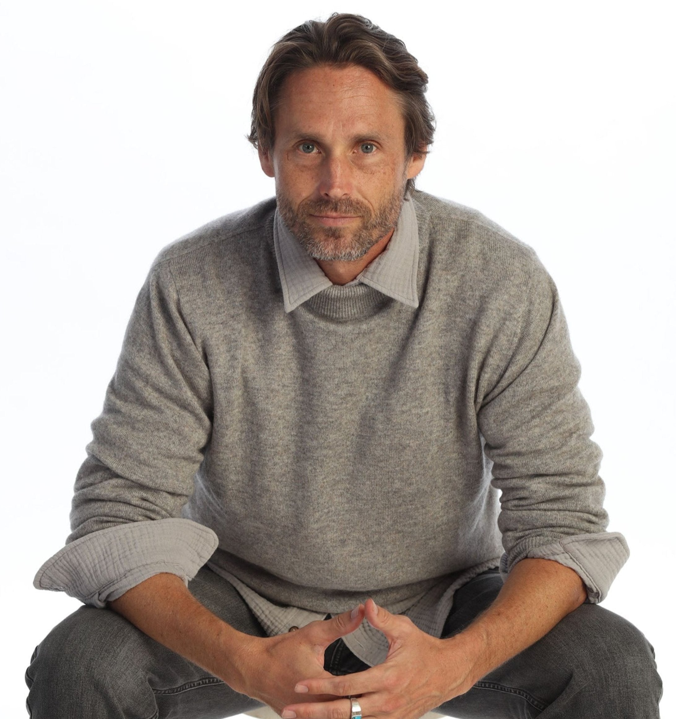 Azariah's Cashmere mock neck light sweater H.grey