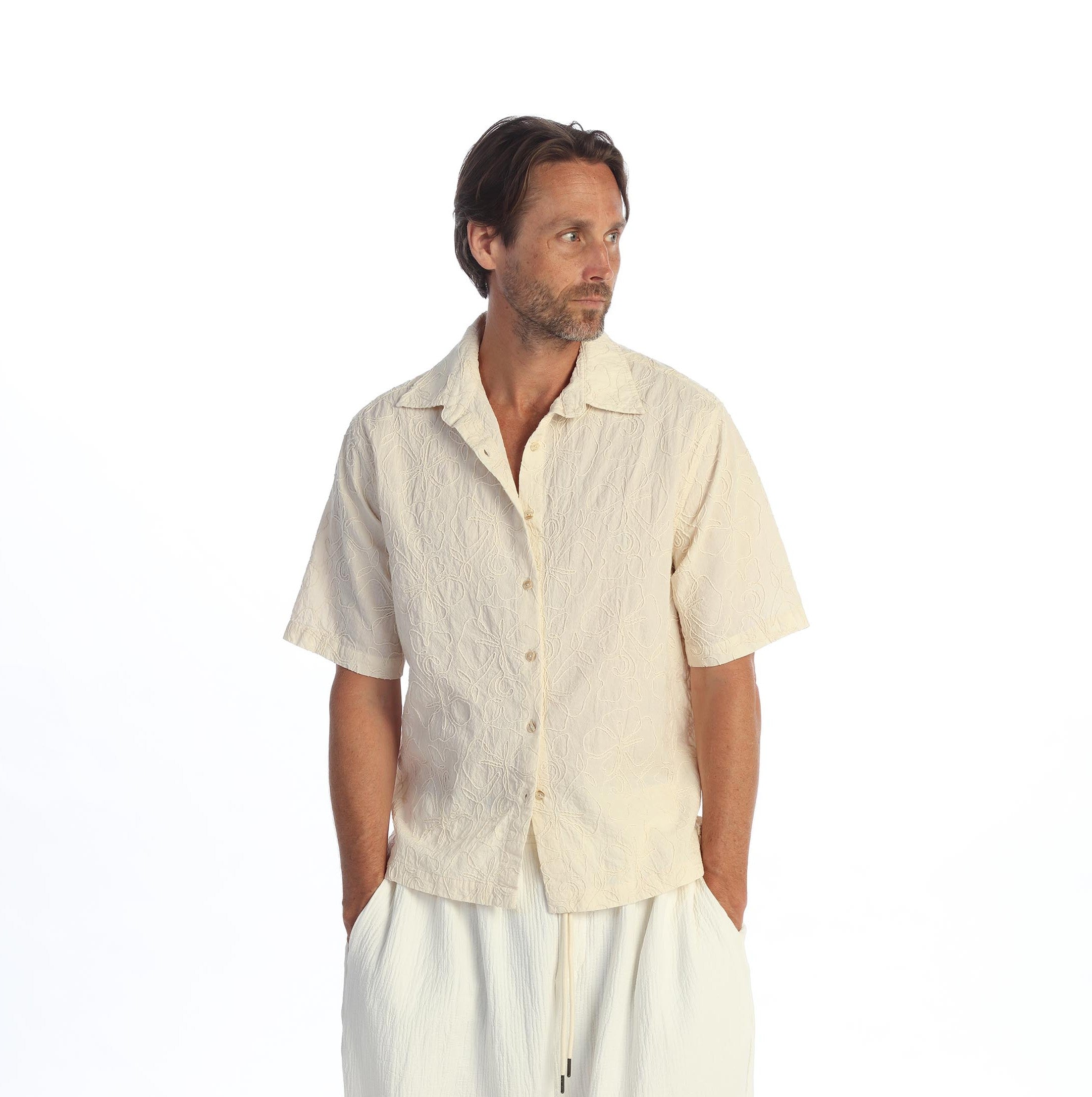Aaron's Garment washed Camp shirts Undyed Oatmeal