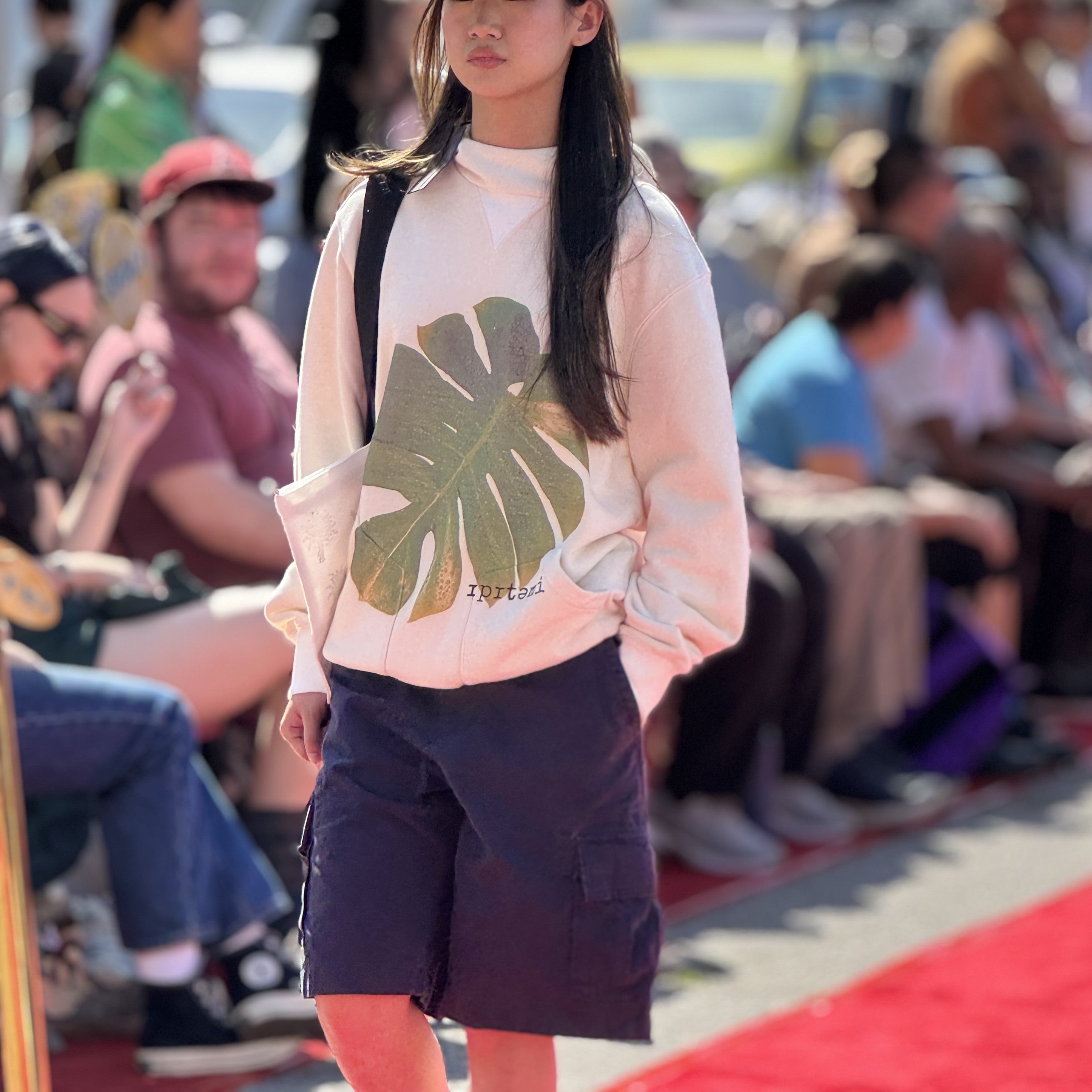 Ipitemi double Pocket mock neck Leaf Hoodie