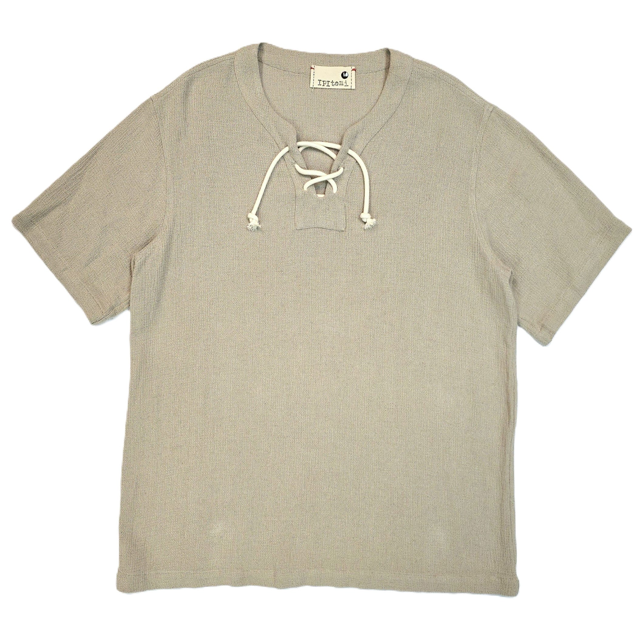 Caleb's Front lace up textured Linen Weave top