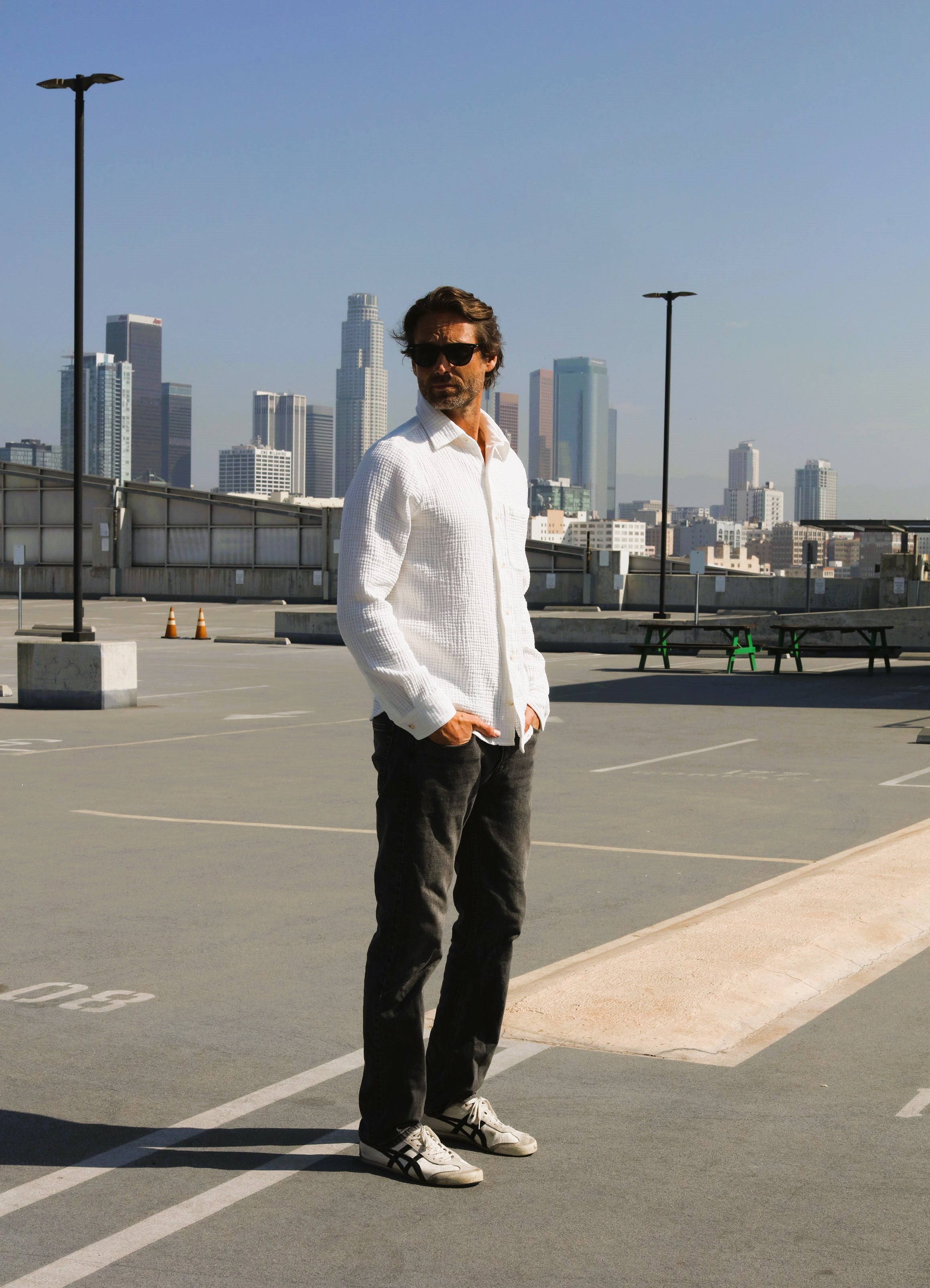 Jared's triple waffle gauze button down shirts Undyed Off white