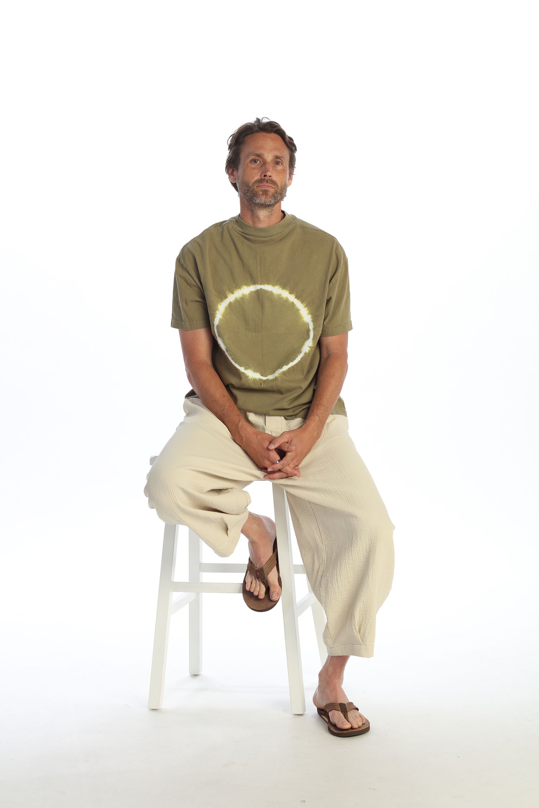 Kevin's Sun light tie dyed oversize Crew tee Olive