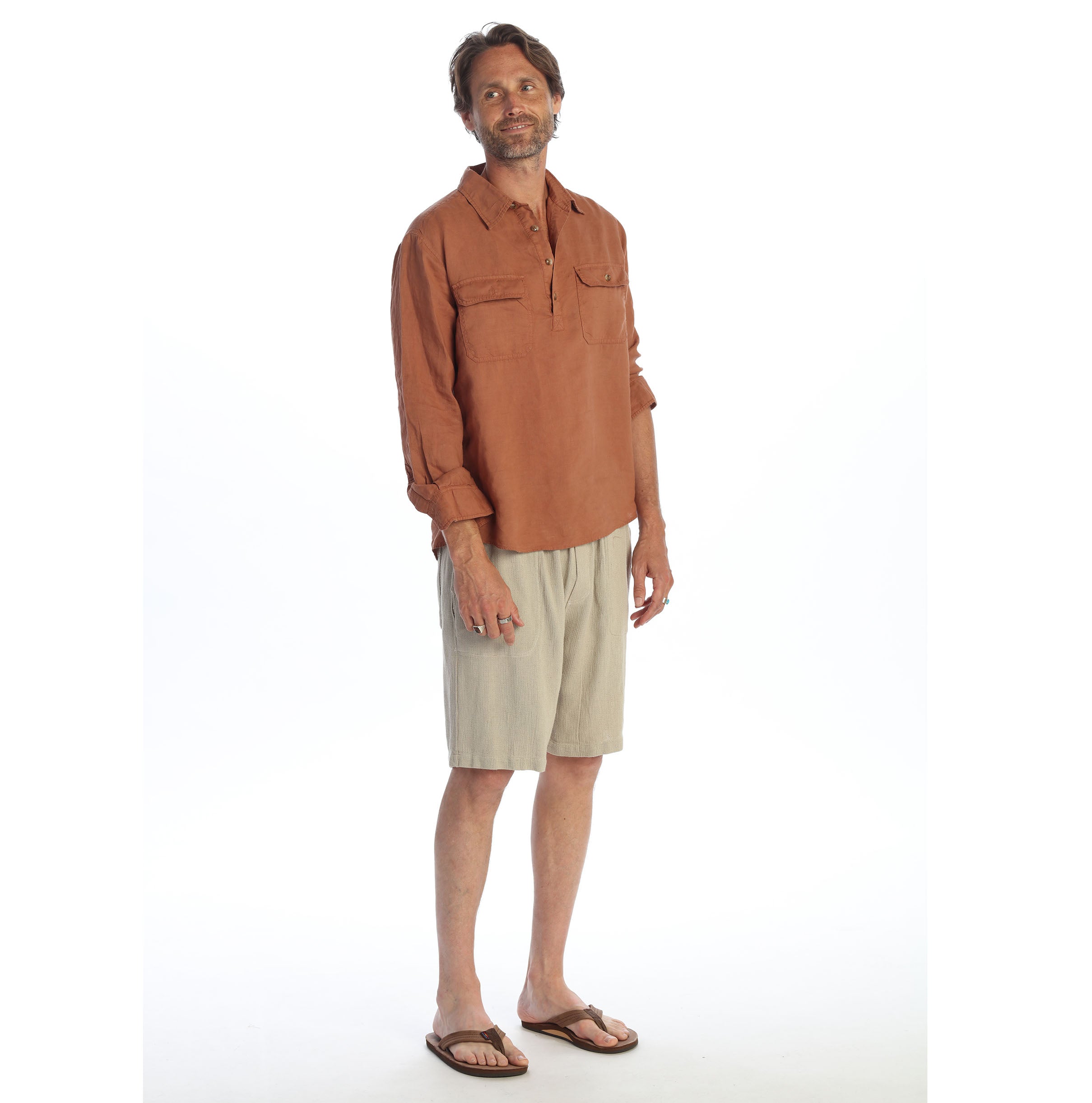 Rae's Natural dyed Linen shirts Rust
