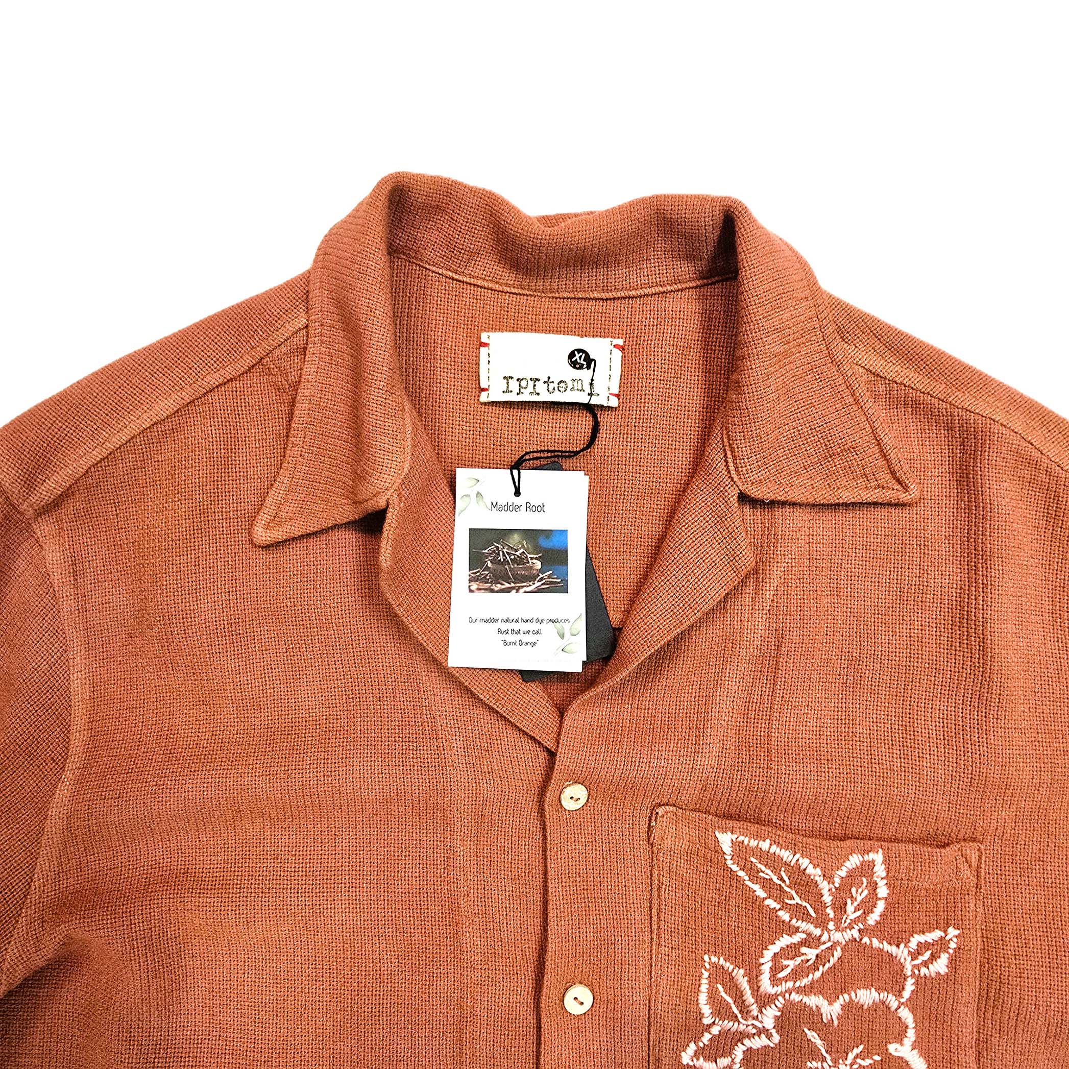 Jacob's Madder root natural dyed Basket weave Linen Camp shirt