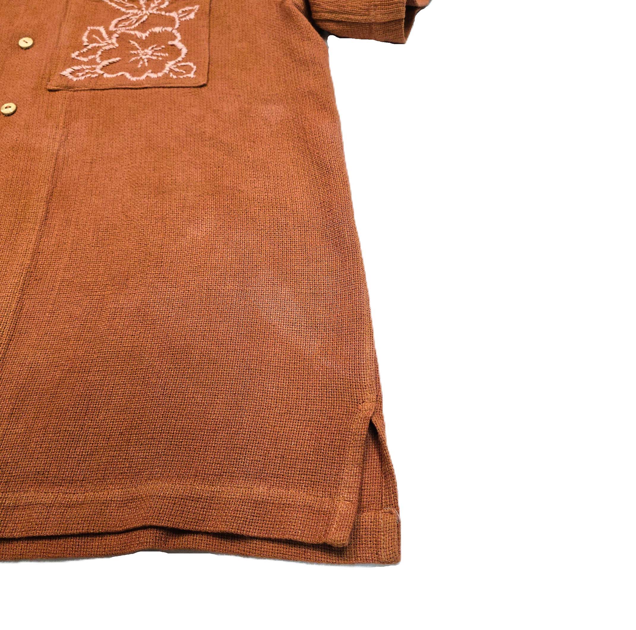 Jacob's Madder root natural dyed Basket weave Linen Camp shirt