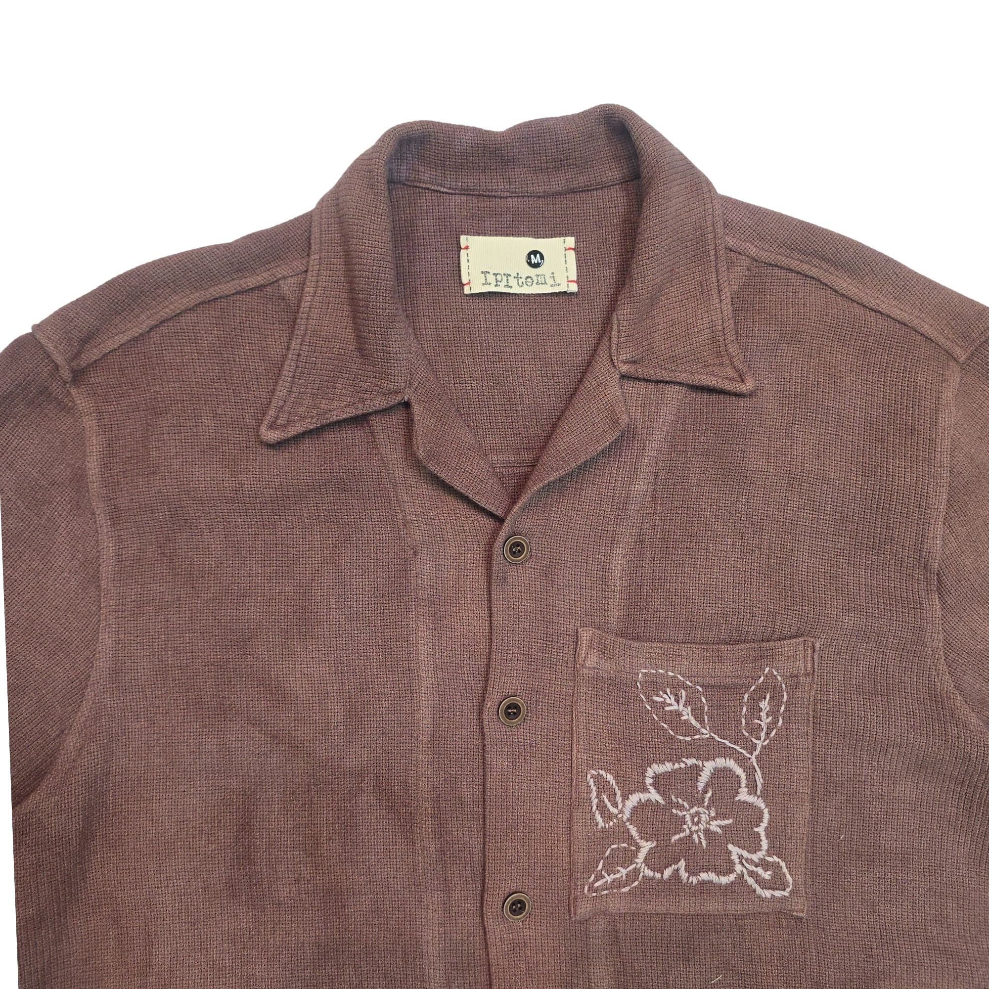 Jacob's Madder root natural dyed Basket weave Linen Camp shirt