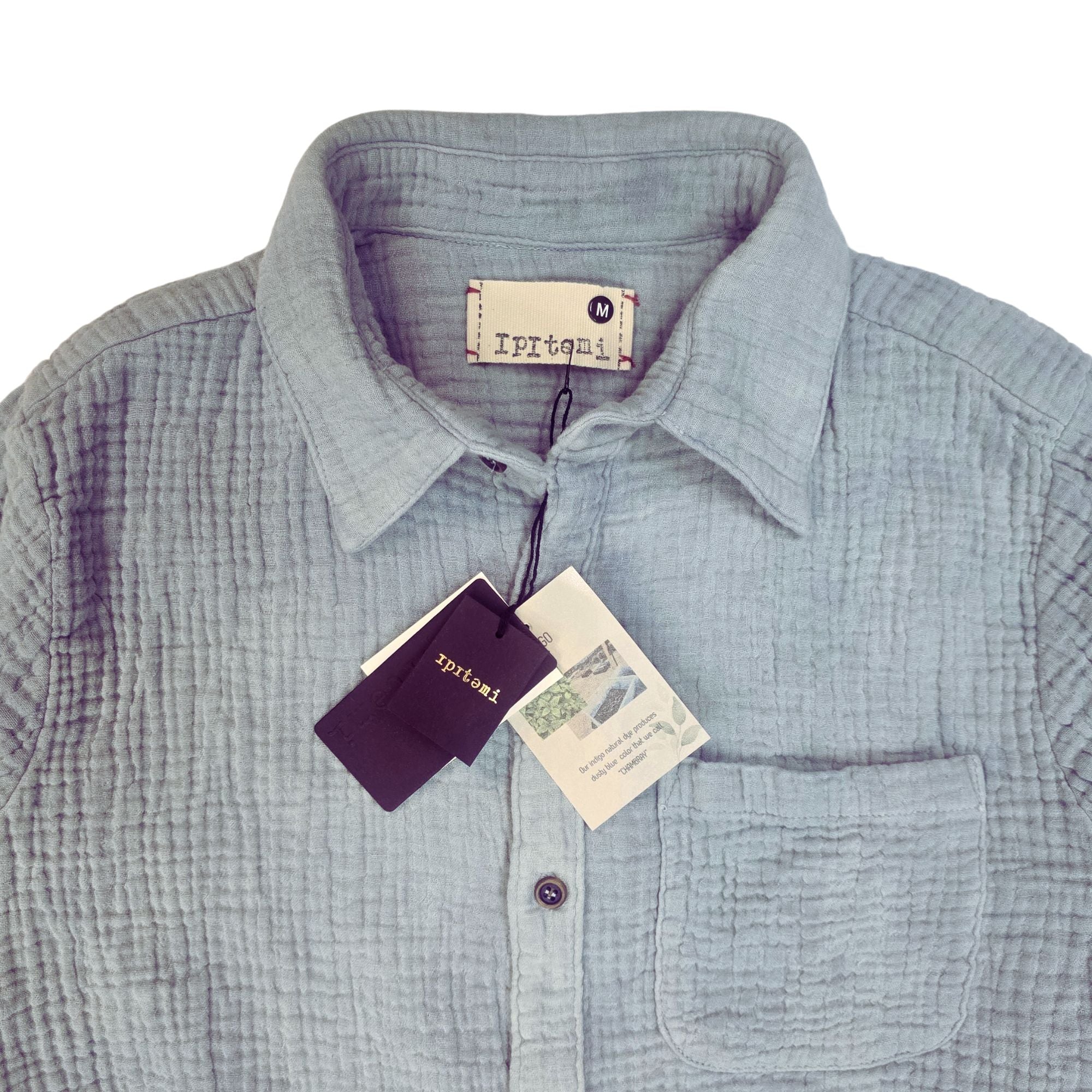 Jared's triple waffle gauze button down shirts Indigo Natural Tie Dye