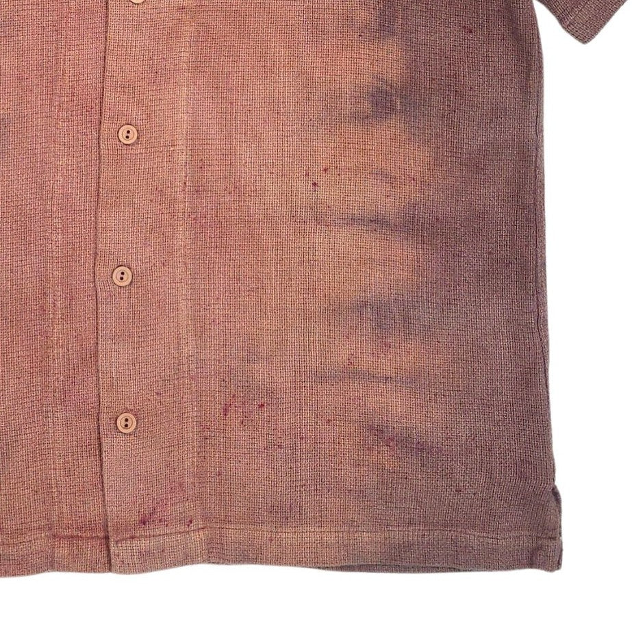 Jacob's natural hand tie dyed Basket weave Linen Camp shirt
