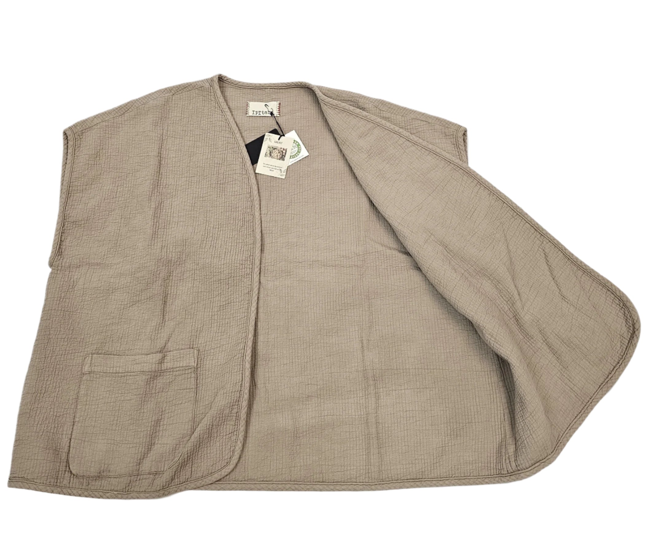 Cai's relax quilted out pocket Oversized vest Mocha color