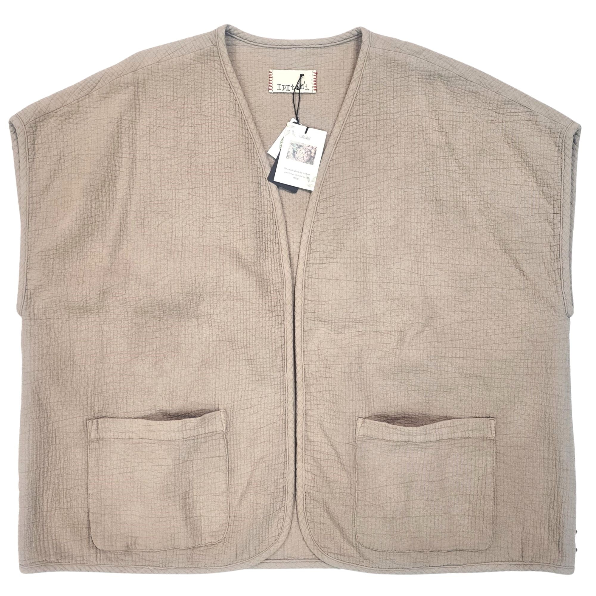 Cai's relax quilted out pocket Oversized vest Mocha color