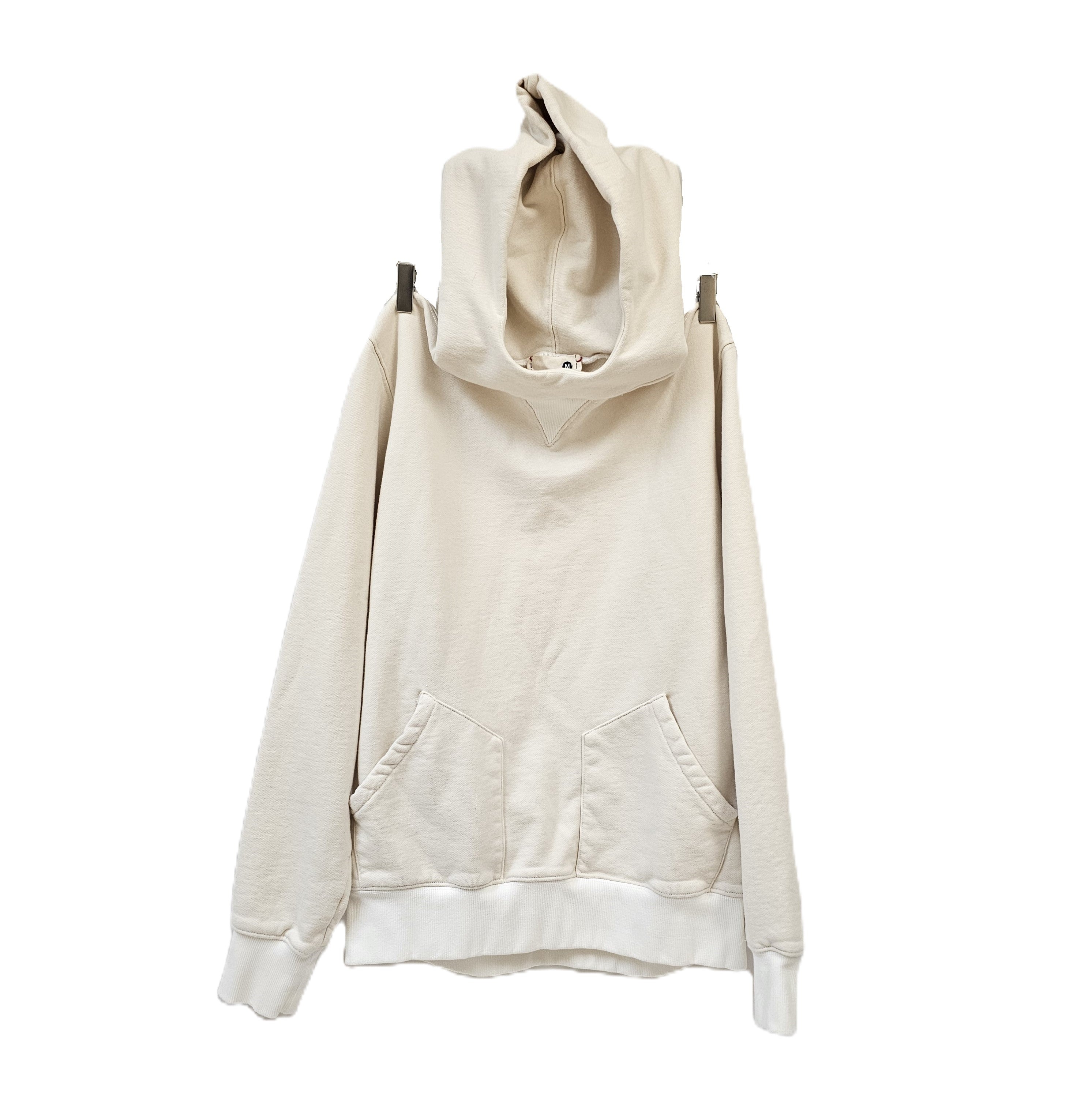 Ariel's double Pocket mock neck Hoodie Undyed Ecru